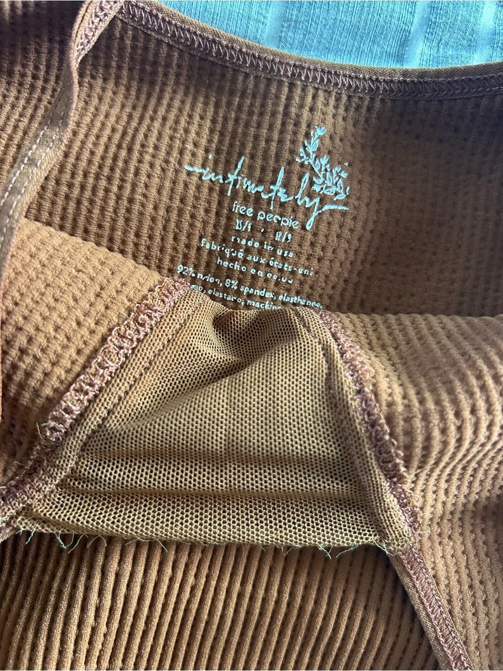 Free People Ribbed Spaghetti Strap Cami - Rust Brown